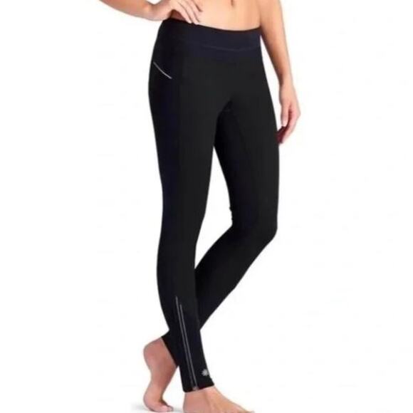 Athleta Wind Warrior Leggings Zip Ankle Full Length Mid Rise Black Small Tall ST - Picture 1 of 12